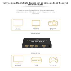 Interruptor de interfaz Multimedia HD de 3 puertos Justlink, interruptor de vídeo de Control remoto Plug-and-Play para PC y decodificador, salida 3 en 1 - Product Image 5