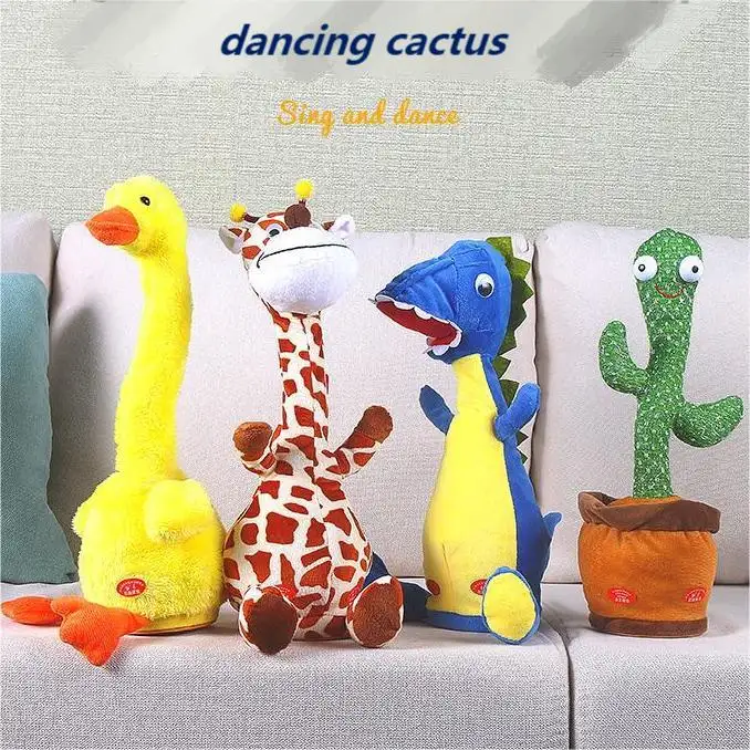 Travesseiro de pelúcia para cactus girafa dançarinos, travesseiro luminoso para bonecas de dinossauro pato, luz LED que brilha no escuro, presente para crianças