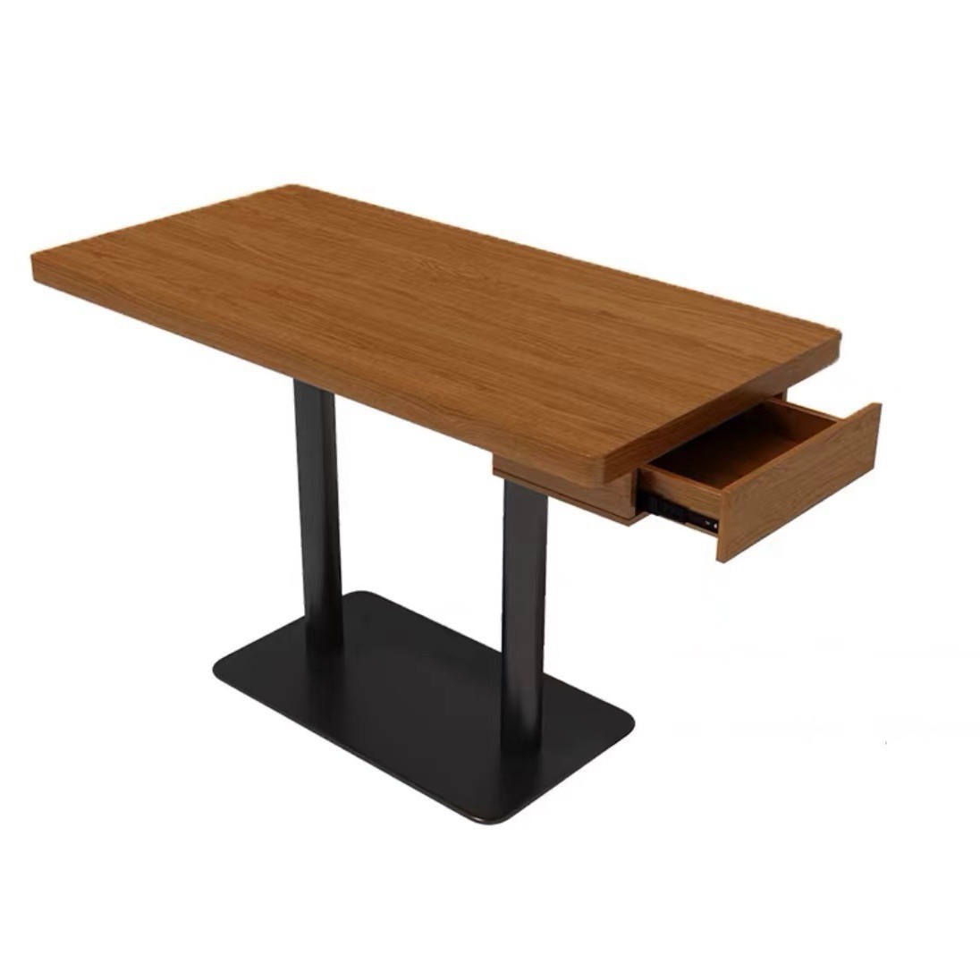 120*60cm long table with wood veneer (steel legs and drawers)
