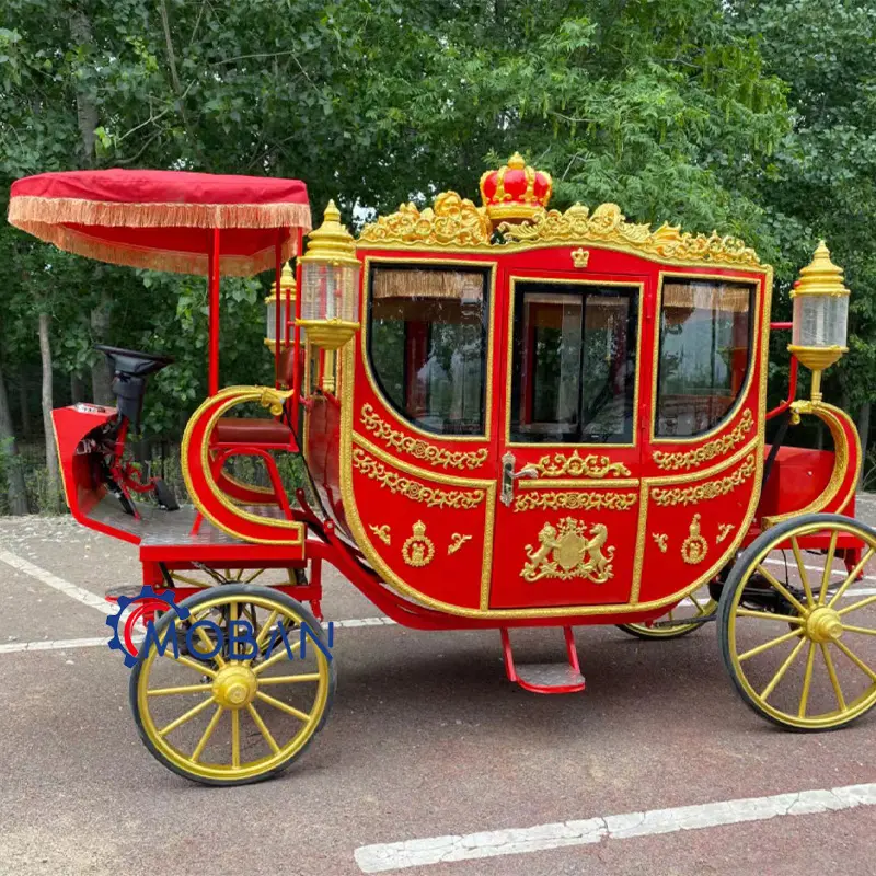 คุณภาพสูงไฟฟ้าRoyal Carriageม้าวาดCinderella Carriageสําหรับงานแต่งงานสีแดงรถ