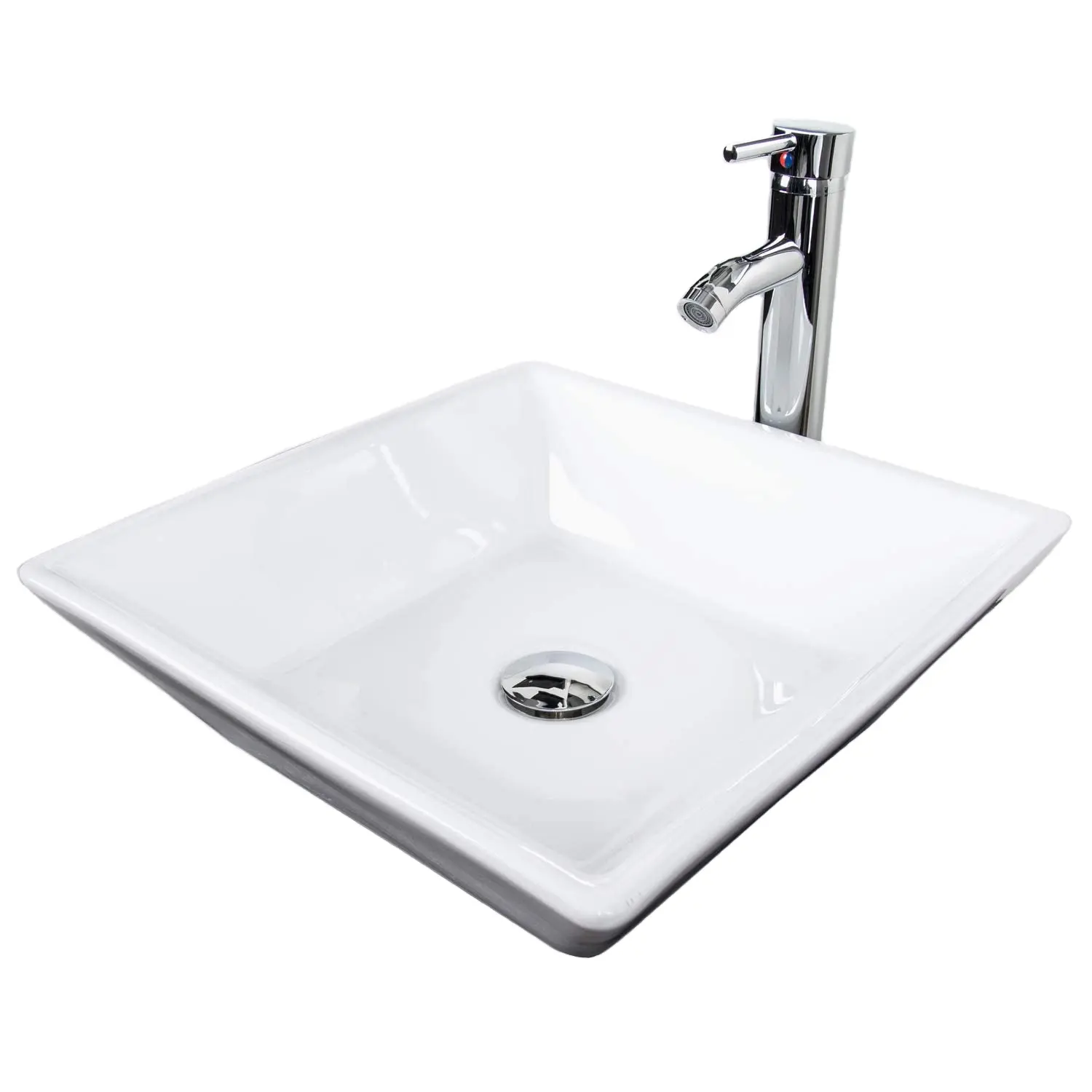 Lavabo de cerámica cuadrado blanco, lavabo de baño, encimera