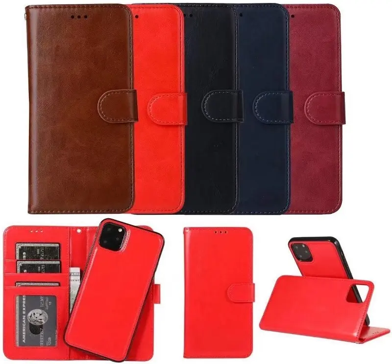 Điện thoại di động lật bìa với khe cắm thẻ chủ thiết kế mỏng cho Iphone 15 Leather Wallet trường hợp 2 trong 1 có thể tháo rời Wallet Bìa