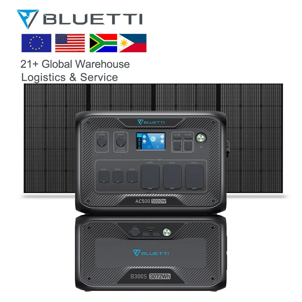 Bluetti AC500 & B300S + PV420 Sistema de almacenamiento de energía de respaldo portátil para el hogar Batería de litio de 5KW Generador Solar con Panel