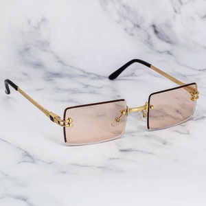 نظارات مستقيمة معدنية مخصصة من TFB للرجال والنساء نظارات شمسية مربعة من الأسيتات بدون إطار مع شعار على العدسات - Product Image 3