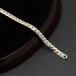 3MM 5MM 7MM 925 ayar gümüş Miami küba zincir düz eğrisi boyun bağlantı zincirler erkekler için - Product Image 6