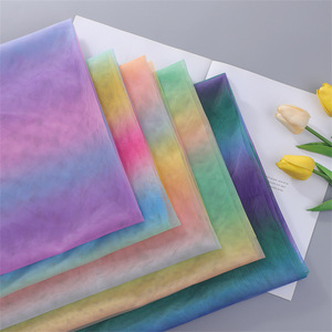 Tela de tul de malla suave de arcoíris con estampado degradado colorido DIY costura poliéster Ombre tela de red para falda tutú vestido de fiesta de niña - Product Image 1
