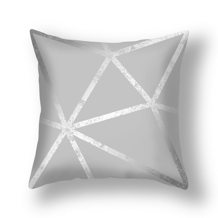 New Style Silver Grey Geometric Chevron Peach Skin Pillow Cover Car Office Sofa Bed Cushion Cover Wholesale
