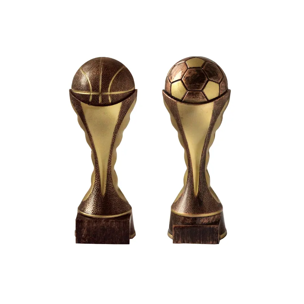 Plastic Antique Bronze Football Soccer Basketball Sports Resin Customized Trophy Awards Made In China