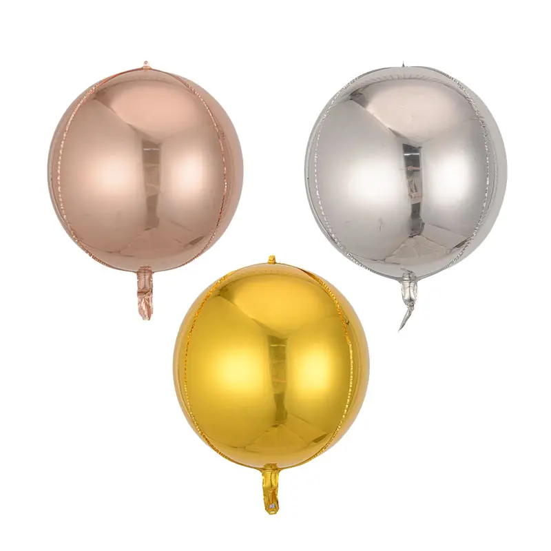 Balão helium em forma de rodada perfeita, 18 polegadas, 4D, ouro, prata, rosa, ouro, para festa de aniversário, casamento,