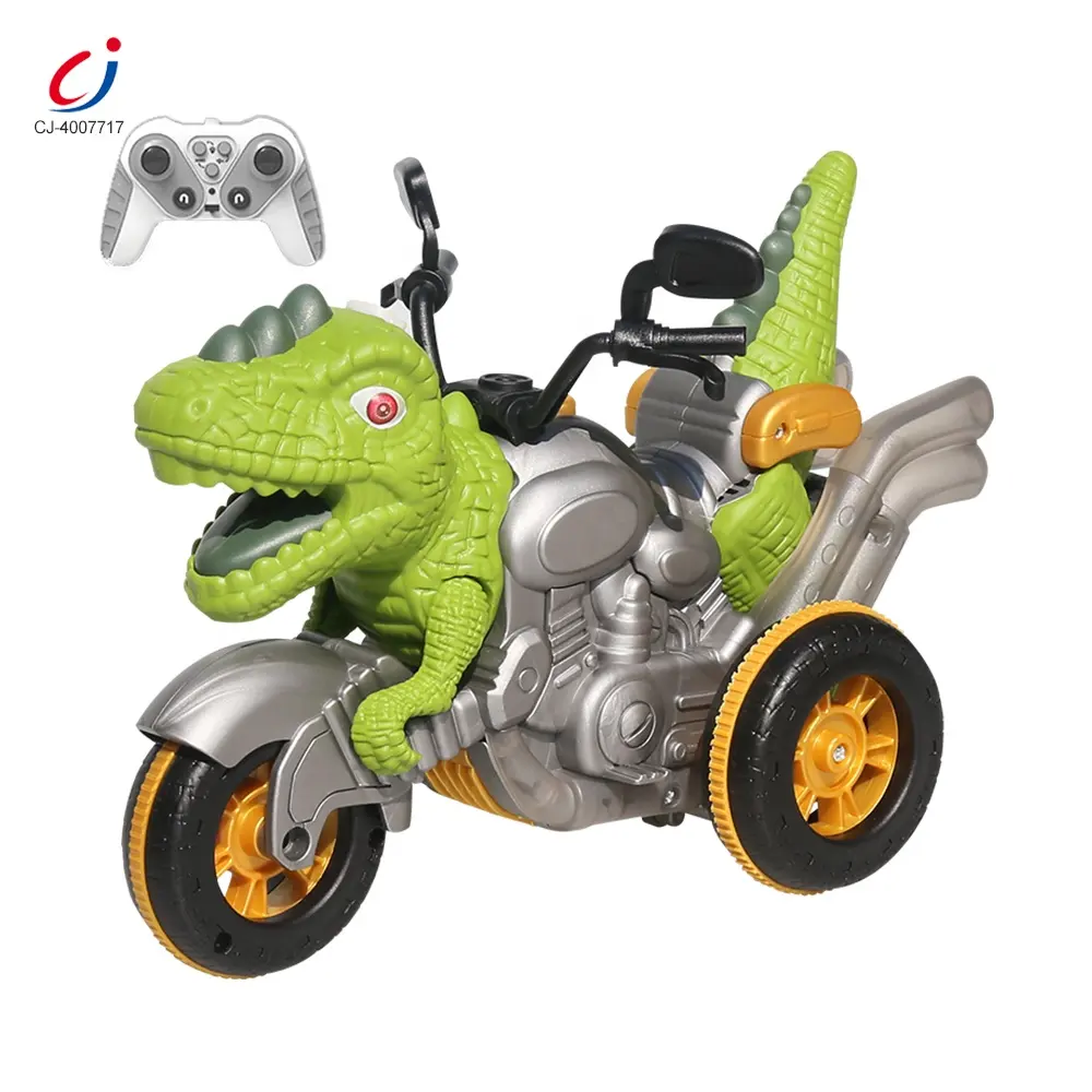 Chengji rechargeable 2.4g remote control bike rc motorcycles electric spray sound light stunt dinosaur rc motorcycle toy