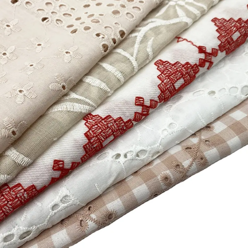 Harvest-tela bordada de gasa para mujeres y niñas, tejido con bordado floral, 100% algodón