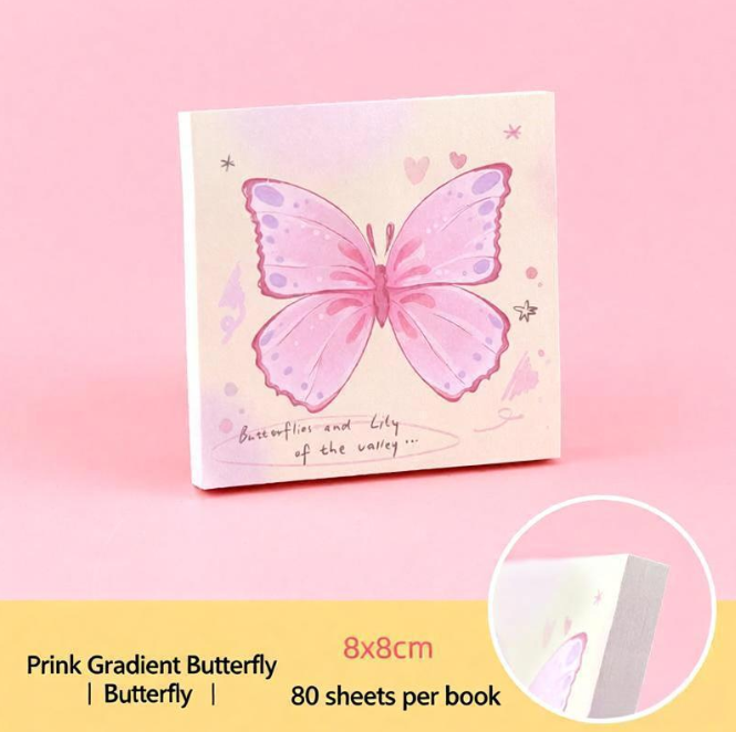 1pink gradient butterfly sticky notes