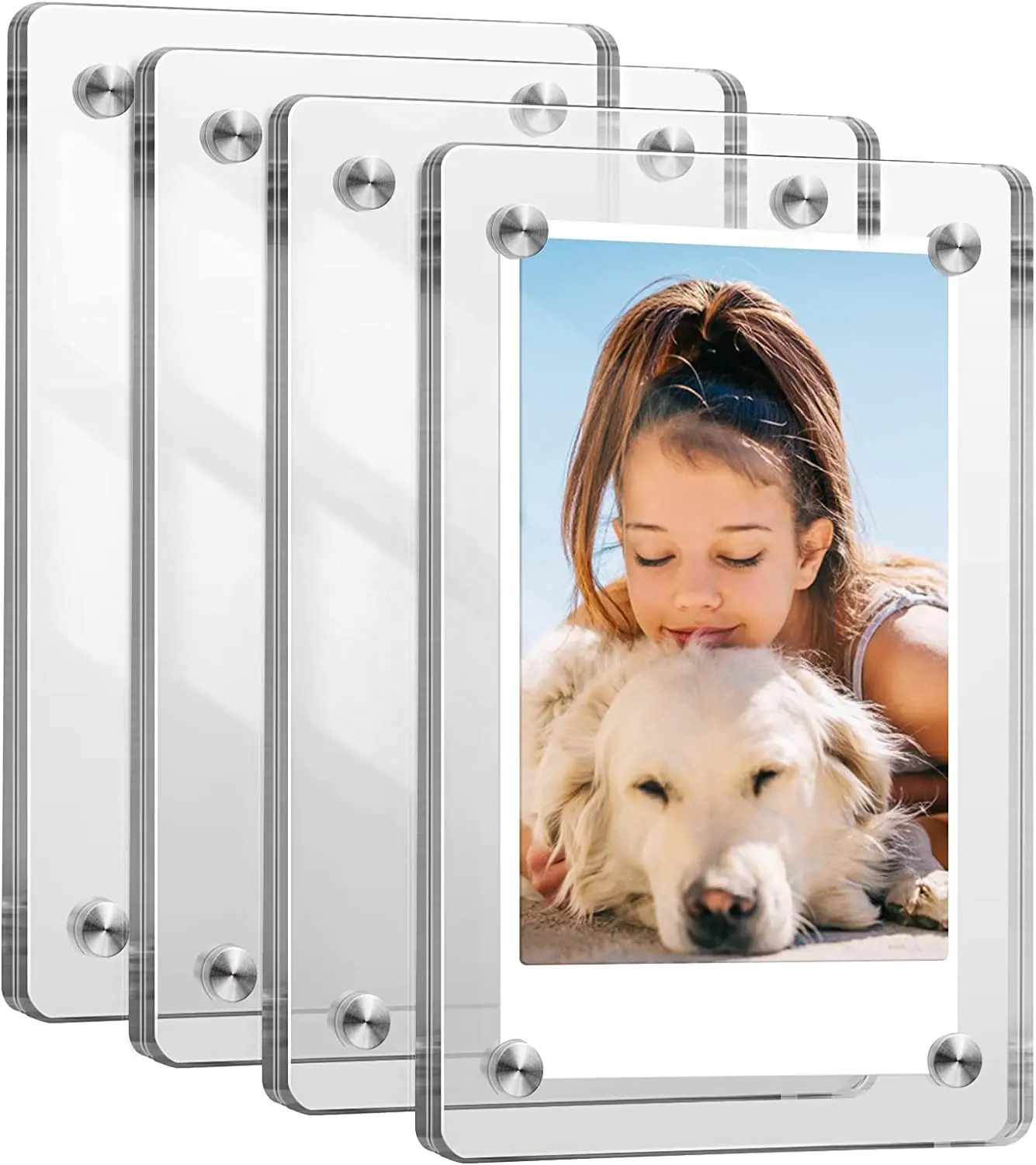 Kulkas magnetik Instax bingkai foto akrilik Mini 2x3 bingkai tampilan gambar Polaroid akrilik magnetik