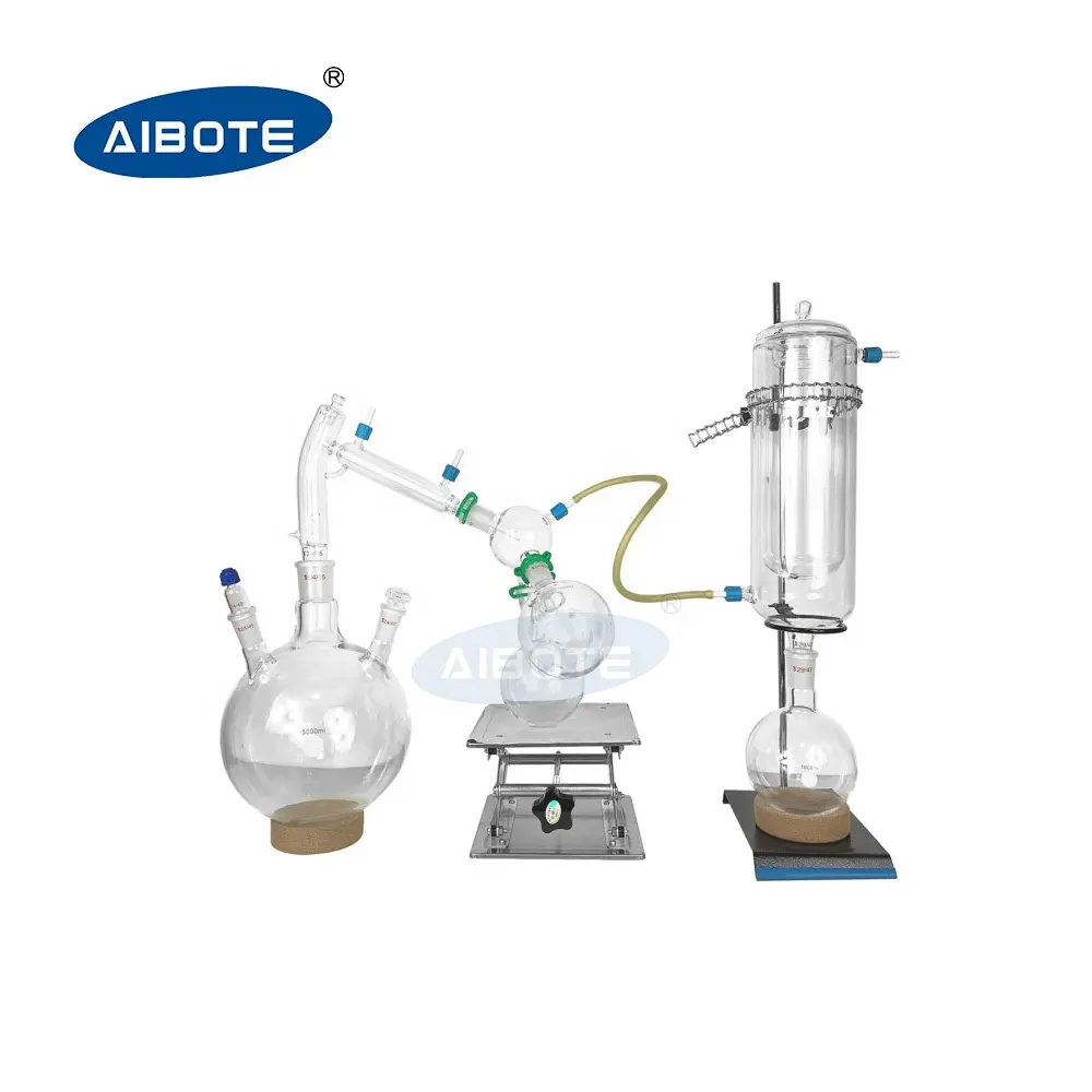 Lab-aparato de destilación de cristalería, extracción de disolvente, 5L, camino corto, 5000ML