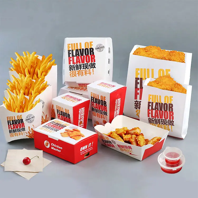 Boîtes alimentaires à emporter 20 pièces, emballage de frites et de poulet frit, noix, en papier carton