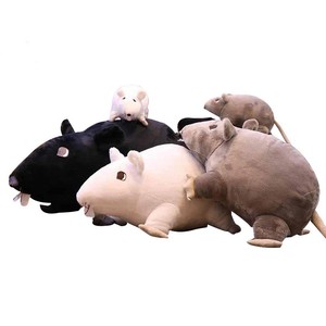 热卖韩版中国标志定制黑灰色白色逼真仿真毛绒老鼠宠物猫鹤老鼠毛绒玩具