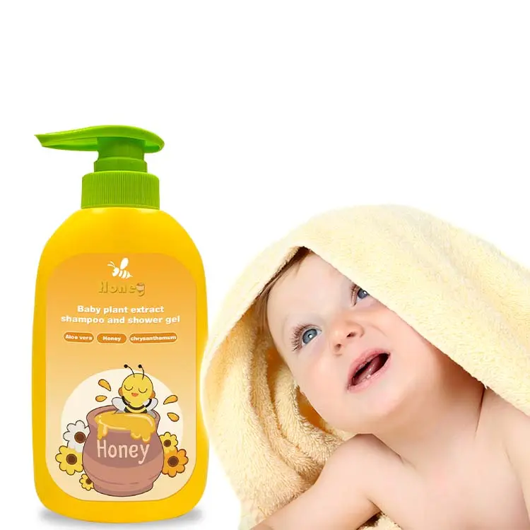 Özel etiket bebek şampuanı ve vücut yıkama doğal organik bebek banyo şampuanı yumuşak saç banyosu kendi markası