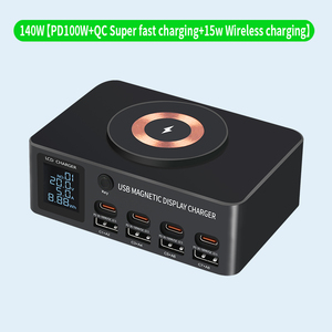 PD 140W Portable 15W Wireless Desktop Charger 8 Ports USB C 100W Charging Station <strong>Multi</strong> Function LED Display US <strong>EU</strong> UK AU <strong>Adapter</strong> - Product Image 6