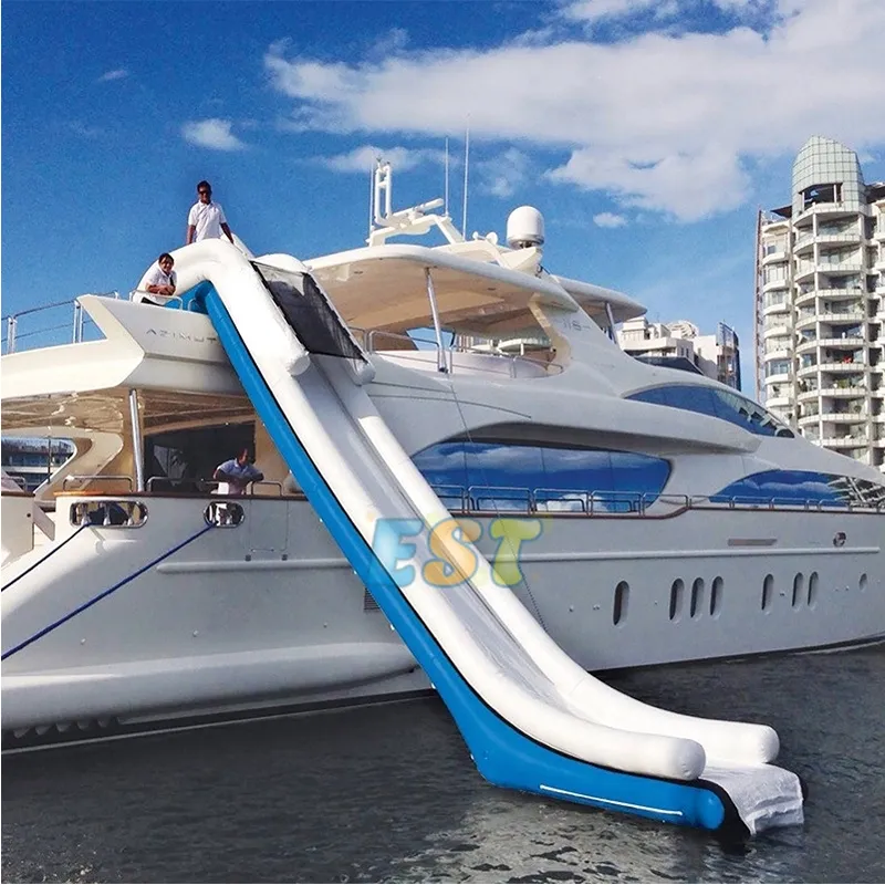 Özelleştirilmiş Cruiser su parkı slayt tekne slayt şişme yat yüzer su kaydırağı yaz için Dock havuzu ile