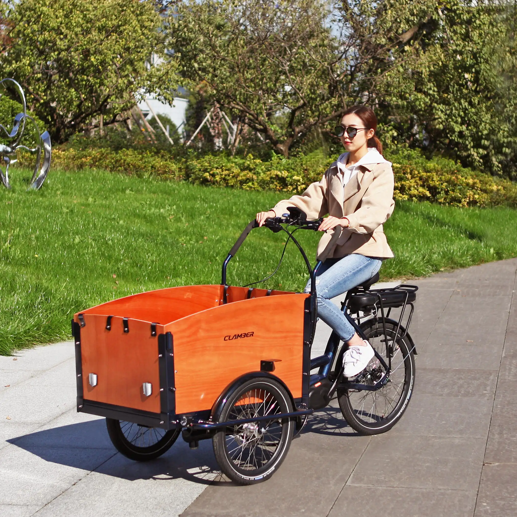 aluminiumrahmen elektrisches 3-rad-lastenrad fahrrad europa lager niederlande haustier fahrrad eu lager e-cargo