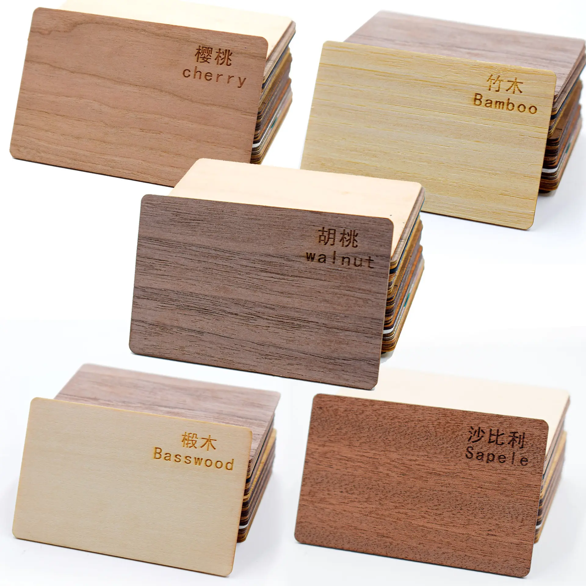 Ornamen kartu bisnis Laser telinga kayu kosong tanda plak palet Token kayu Usb Flash Drive kotak perhiasan Tag nama kayu kosong