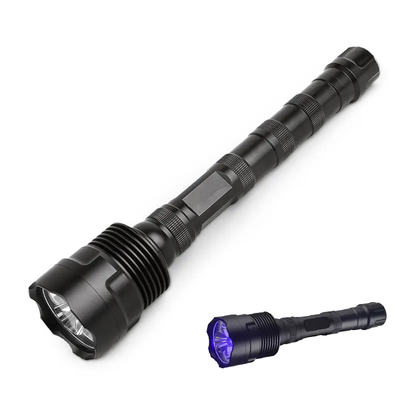 High Power 30watt Rechargeable 365nm 395nm UV LED Flashlight Heavy Duty Black Material UV Light