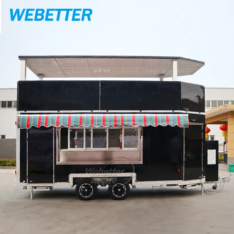 WEBETTER Double Decker Food Truck Totalmente Equipado 2 andares Móvel BBQ Fast Food Trailer Com Equipamentos De Cozinha Completa Para Venda