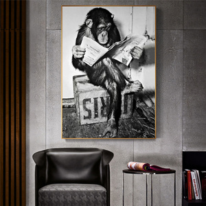 Áp Phích Kinh Doanh Hình Chú Khỉ Ngộ Nghĩnh Và Tranh In Trên Tường Đọc Báo Tranh Trang Trí Phòng Vệ Sinh Nhà Vệ Sinh Tranh Nghệ Thuật Màu Trắng Đen - Product Image 2