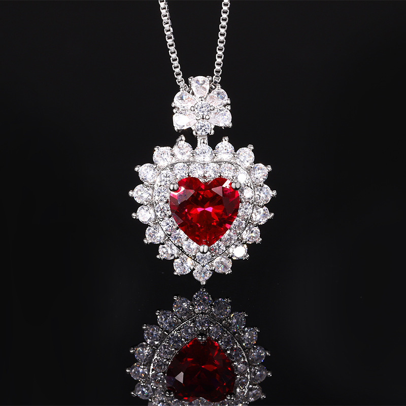 Red corundum pendant with chain