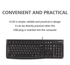 罗技K120有线键盘104键USB 2.0 Ce键盘即插即用USB键盘 - Product Image 4