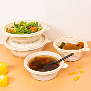 コーンスターチ丸包装箱使い捨ての生分解性ランチボックス環境にやさしい食品容器 - Product Image 1