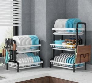 2 katmanlı 3 katmanlı Metal bulaşık kurutma bulaşıklık ile kesme tahtası tutucusu, büyük bulaşıklık mutfak sayacı organizatör - Product Image 1