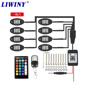 Liwiny ไฟร็อค RGBW 4 6 8 10 12pods ไฟ LED RGB ร็อคควบคุมแอพพลิเคชั่น12V 9W ชุดอันเดอร์บอดี้สำหรับรถบรรทุก ATV UTV offr-OAD - Product Image 3