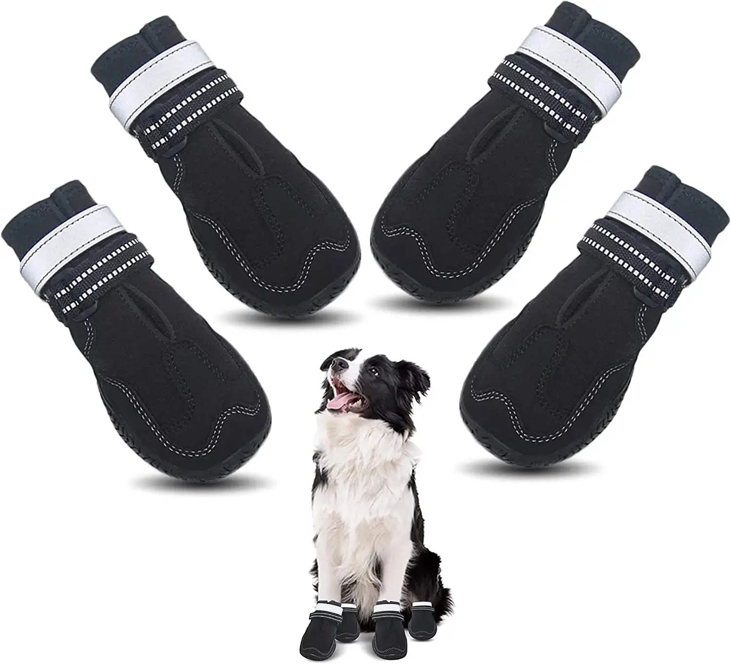 Botines para perros medianos-Pisos de madera dura resistentes al agua Senderismo Lluvia-Suela de goma antideslizante Perfecto para zapatos de perro de nieve Pata