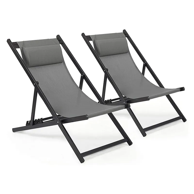 Chaise longue en aluminium pour l'extérieur, inclinable, pour la plage, la piscine, la plage