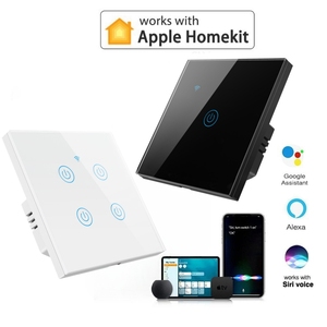 Smart Home 1-4 Gang Interruptor de Parede com Alexa & Google Controle de Voz UE WIFI <span class=keywords><strong>Sensor</strong></span> de Toque Luz Zigbee Rede Max. 220V