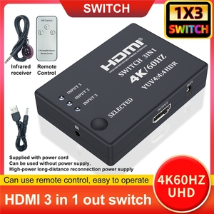 <strong>5</strong> 3 In <strong>1</strong> Out 2.0 <strong>Switch</strong> 3X1 Switcher 5x1 With IR Remote Control HDCP 2.2 4K 60Hz HDR Converter For PS4 <strong>5</strong> TV - Product Image 5