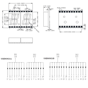 จอแสดงผล LED FND 0.3นิ้ว7ส่วนหลอดตัวเลข2บิตสีขาว CC/CA ติดตั้งบนพื้นผิวดิจิตัล LED 7ส่วน - Product Image 2