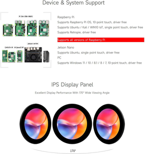 Aismartlink WAVES HARE 3,4-Zoll-Rund-Touch-Display, 800*800 Auflösung, IPS, 10-Punkt-Touch Kompatibel mit Raspberry Pi 5