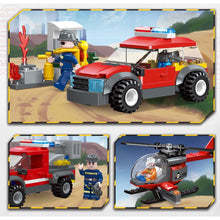 Mini City Series Fire Rescue Command Vehicle Model Building Blocks Helicóptero Fire Boat Fire Truck Car MOC Bricks Kit