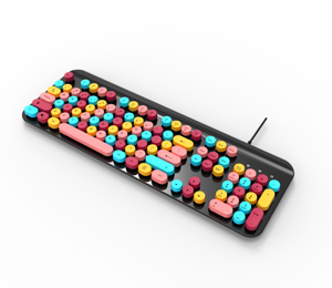 Wired <strong>Computer</strong> <strong>Keyboard</strong> Colorful Full Size Round Keycaps Typewriter <strong>Keyboards</strong> for Windows - Product Image 5