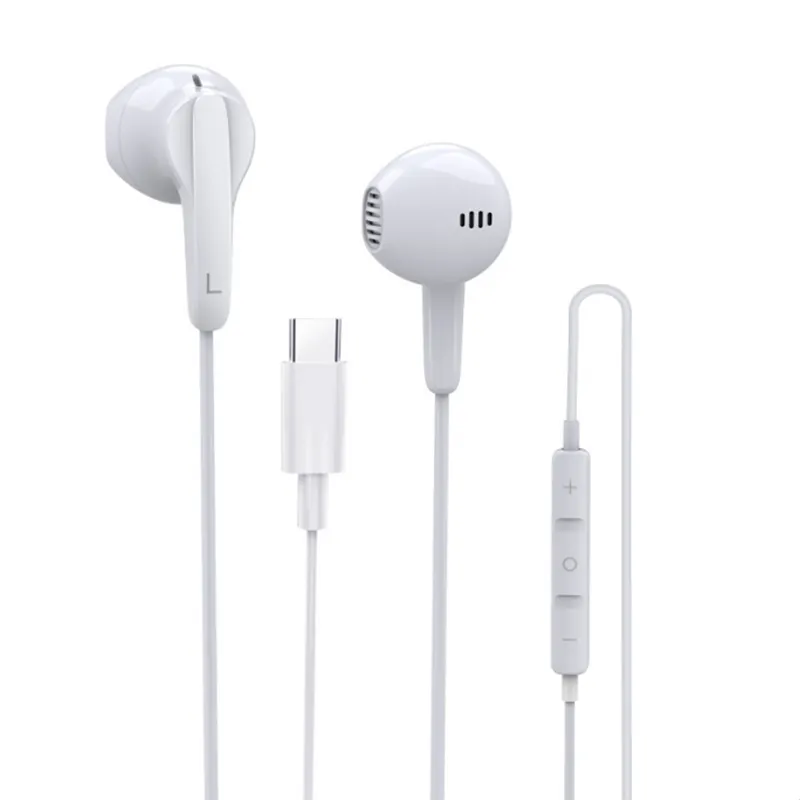 Yüksek kalite tam uyumlu tip C Usb C kablolu moda için kulak içi mikrofonlu tekli kulaklıklar tip c kulaklık Samsung