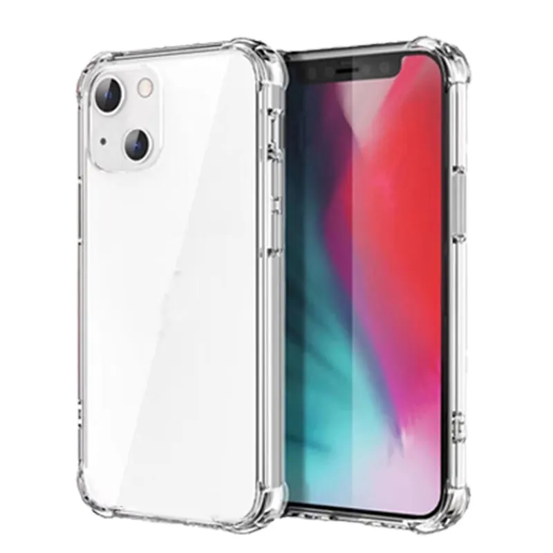 Iphone 13 durumda darbeye dayanıklı, 1.5mm İnce şeffaf Crystal Clear Tpu tampon telefon kılıfı arka kapak iPhone 11 12 14 Pro Max