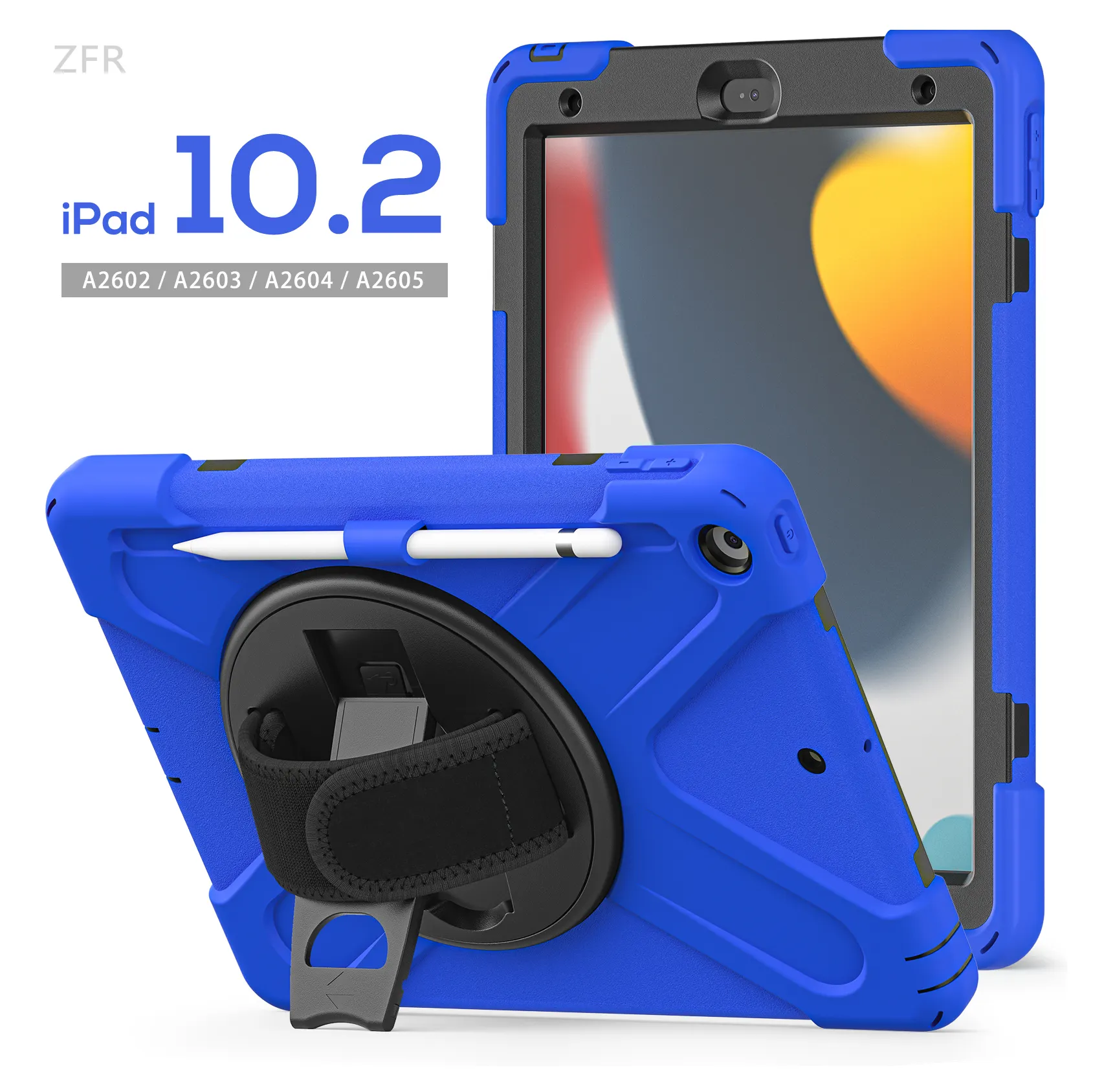 [Para ipad 10.2 caso] protetora giratória Shockproof Silicone Case com alça de mão para ipad 7/8/9th geração para ipad 10.2 caso