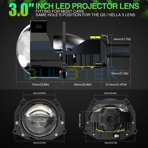 BULBTEK AD01 3 Inch H4 H7 9005 9006 Super Bright 15000LM 200W Auto Dual Double Beam Headlights HB3 HB4 Bi <strong>LED</strong> Projector Lens 3.0 - Product Image 6
