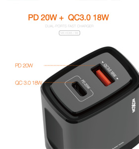 MOXOM PD 20W Type C Dual Ports Home <strong>Charger</strong> USB C QC3.0 Fast Charging Sublimation Phone <strong>Charger</strong> for Mi - Product Image 2