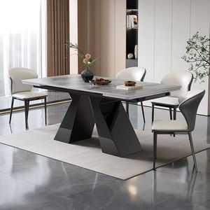 ロックスラブダイニングテーブルイタリアンミニマリストストレッチロックダイニングテーブル炭素鋼脚 - Product Image 6