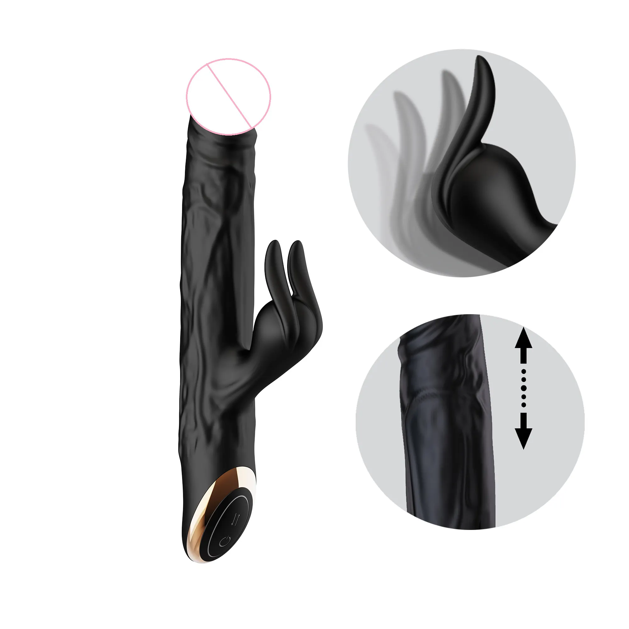 WINYI 2022 OEM ODM New Big Black Telescopic Realistic Dildo Retractable Sex Toy Thrusting Rabbit Vibrator