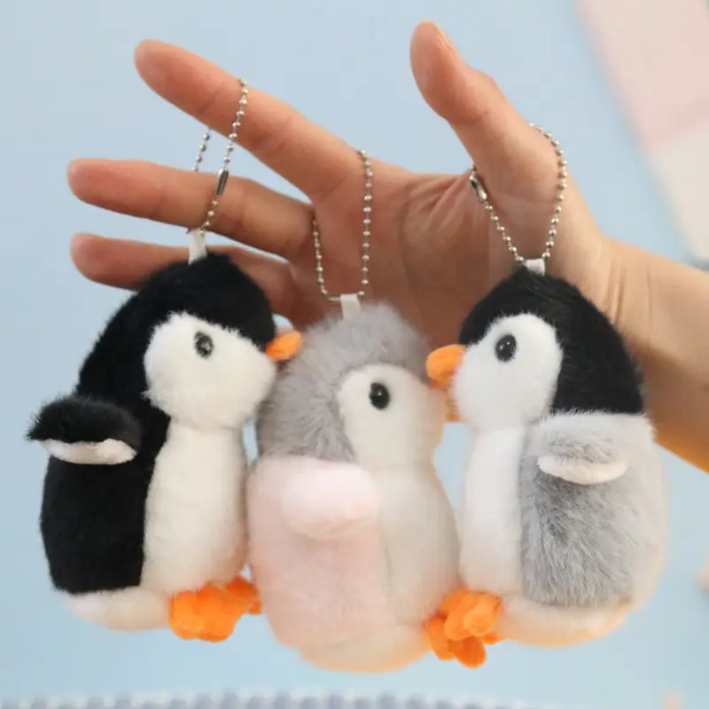 Fabrika ucuz penguen peluş oyuncak 10cm pençe makinesi bebek anahtarlık toptan