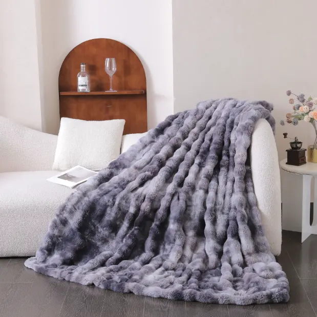 Throw Warm Plush Fall Soft Plush Reversible Blanket Luxurious Mink Ultra Soft Fluffy Twin knitted Blanket For Winter